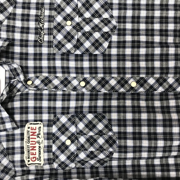 Disney Park Shirt Mens Extra Large Blue Western Mickey Mouse Mechanic Motorcycle - Picture 4 of 8